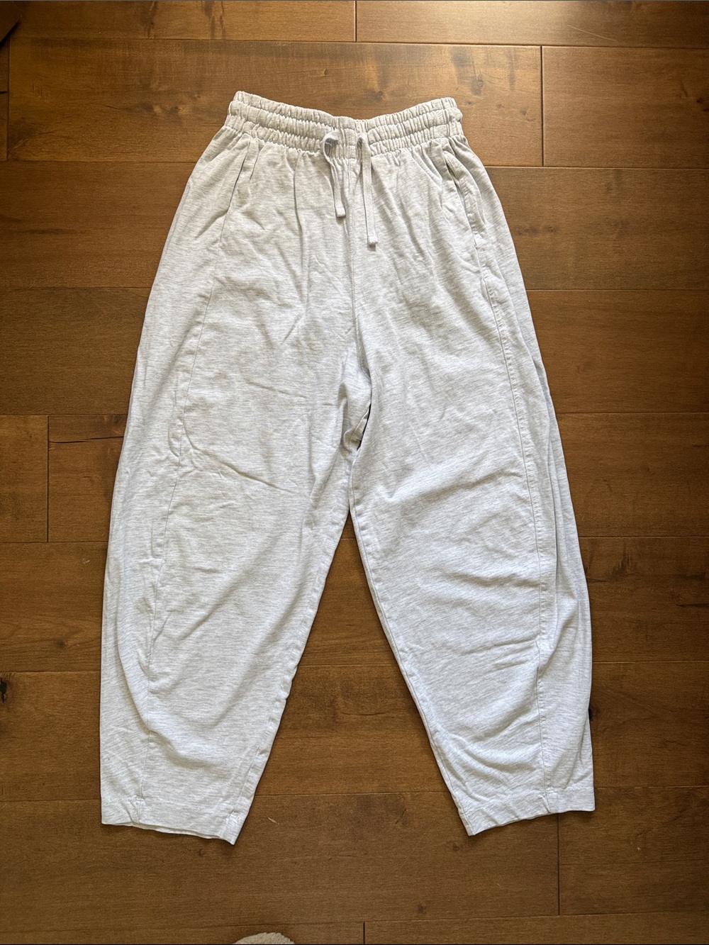 Zara Light Gray Relaxed Drawstring Track Pants